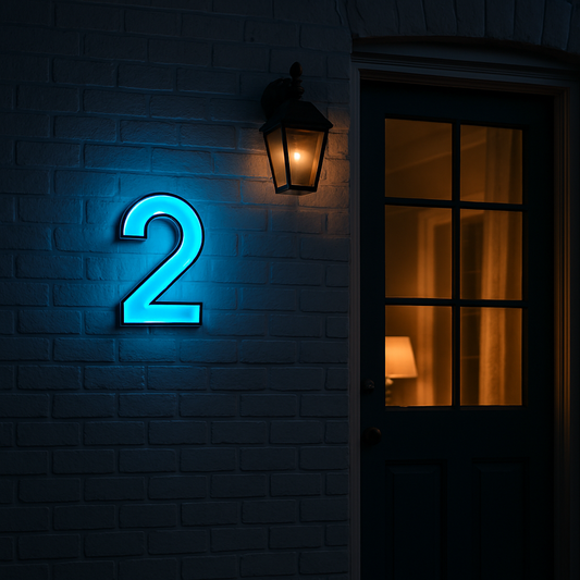 GlowGuard Hausnummer | Leuchtet ohne Strom - Fluoreszierend, Selbstleuchtend | 15-25cm